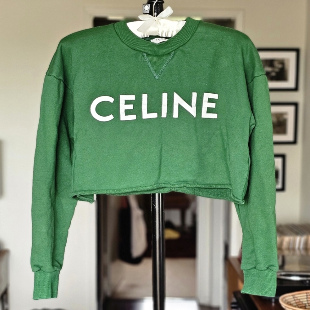 Celine Logo Cropped Crewneck Sweatshirt - Picture 5 of 8